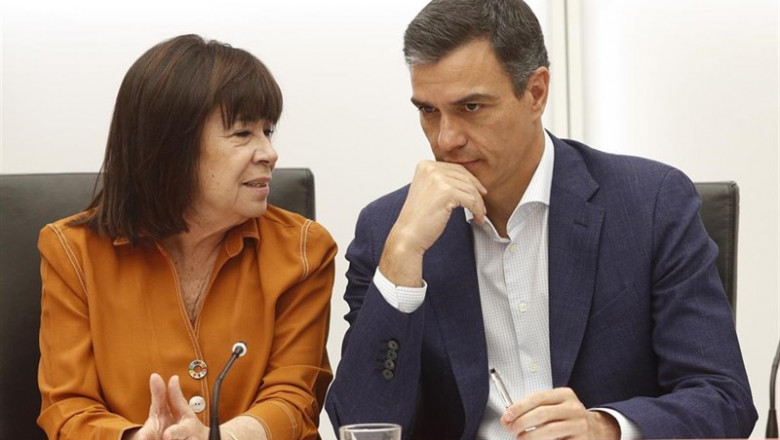 La presidenta del PSOE y el secretario general del partido y presidente del Gobierno en funciones, Pedro Sánchez, durante una reunión de la Ejecutiva Federal del Partido Socialita en su sede en la calle Ferraz de Madrid | Eduardo Parra - Europa Press ep la presidentapsoesecretario generalpartidopresidentegobiernofunciones pedro sanchez durantereunionla ejecutiva federalpartido socialitasu sedela calle ferrazmadrid