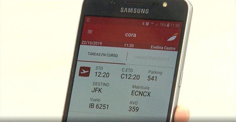 ep personal de iberia utiliza un dispositivo de samsung