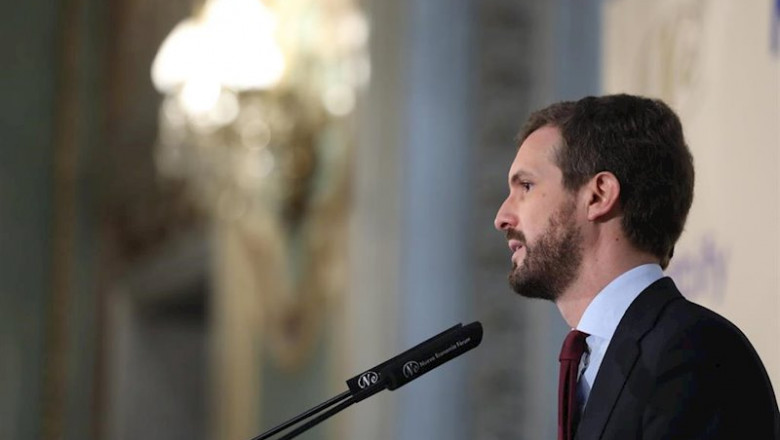 El presidente del PP y candidato a la Presidencia del Gobierno por el partido, Pablo Casado,participa en un desayuno informativo del Fórum Europa, en Madrid (España), a 6 de noviembre de 2019. | Marta Fernández Jara - Europa Press ep el presidente del pp y candidato a la presidencia del gobierno por el partido pablo