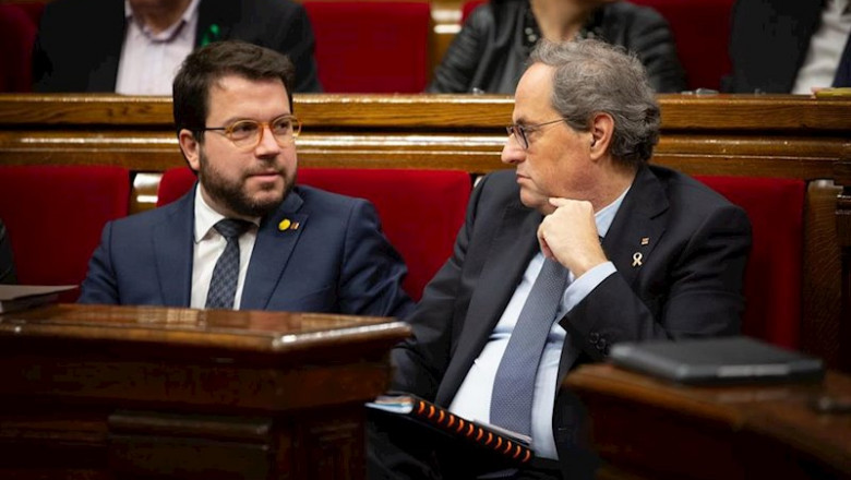 El vicepresidente y el presidente de la Generalitat: Pere Aragonès y Quim Torra (archivo) | David Zorrakino - Europa Press ep el vicepresidente y el presidente de la generalitat pere aragons y quim torra archivo