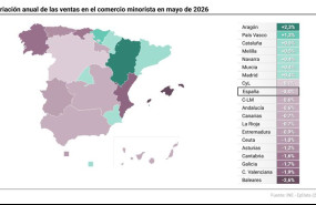 ep mapa con variacion anual del indice del comercio al por menor en espana