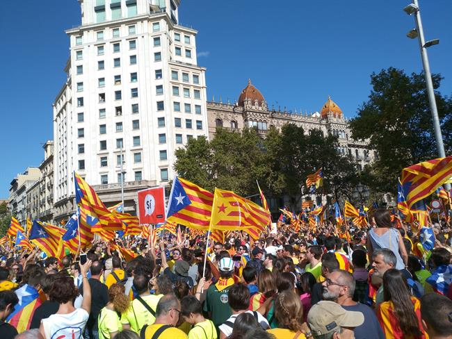 Senyeres y 'estelades' en la manifestación de la Diada | EUROPA PRESS ep senyeres y estelades enmanifestacionla diada