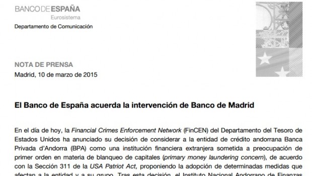 Banco de Madrid, nota, banco de EspaÃƒÂ±a, 