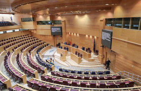 ep hemiciclo del senado practicamente vacio donde se celebra el primer pleno de su historia sin