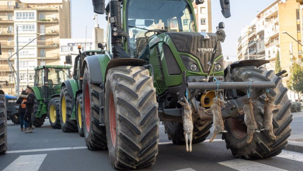 ep archivo   un tractor con conejos colgados durante una protesta convocada por sindicatos agrarios