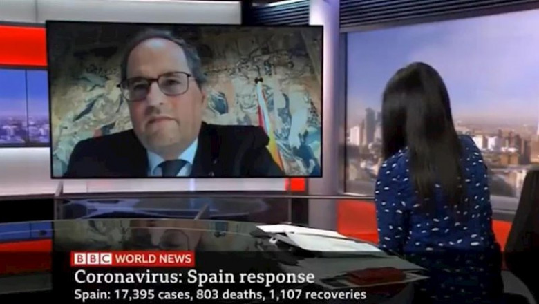 El preisdente del Govern, Quim Torra, en una entrevista de la BBC. | TWITTER GOVERN GENERALITAT ep el preisdente del govern quim torra en una entrevista de la bbc