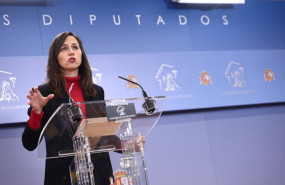 ep la secretaria general de podemos ione belarra durante una rueda de prensa en el congreso a 14 de