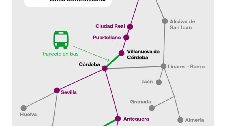 ep plan alternativo de transporte madrid andalucia de renfe imagen de archivo
