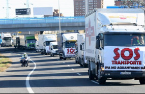 ep archivo   varios camiones participan en una marcha lenta por las principales vias de madrid por
