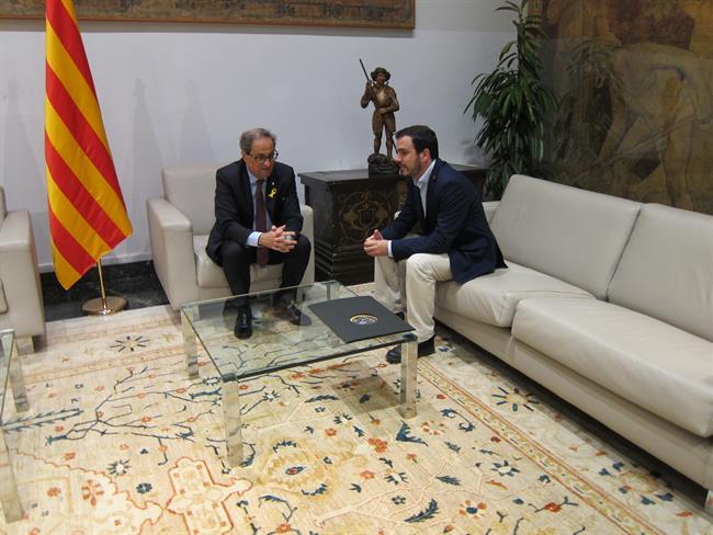 El líder de IU, A.Garzón, y el pte.Q.Torra | Europa Press ep lideriu agarzon ypteqtorra