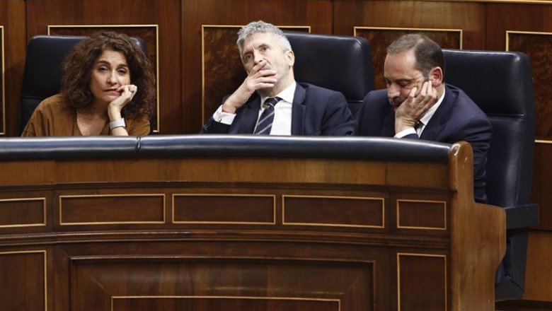 Los ministros de Hacienda, Justicia y Fomento, María Jesús Montero, Fernando Grande-Marlaska y José Luis Ábalos durante su discurso previo a la segunda votación para la investidura del candidato socialista a la Presidencia del Gobierno. | Eduardo Parra - Europa Press - Archivo ep los ministros de hacienda justicia y fomento maria jesus montero fernando grande-marlaska y jose