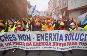 ep trabajadores de la planta de alcoa san cibrao durante una movilizacion