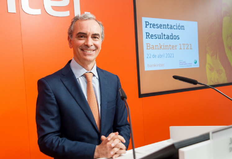 Jacobo Díaz, director financiero de Bankinter, en la presentación de los resultados del primer trimestre de 2021. bankinter directorfinanciero