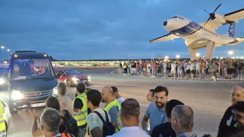 Imagen de la concentración de trabajadores de Airbus San Pablo (Sevilla). | EUROPA PRESS ep imagen de la concentracion de trabajadores de airbus san pablo sevilla