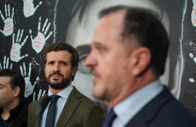 ep el presidente del partido popular pablo casado i durante la intervencion del candidato a