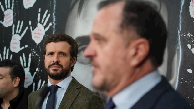 ep el presidente del partido popular pablo casado i durante la intervencion del candidato a