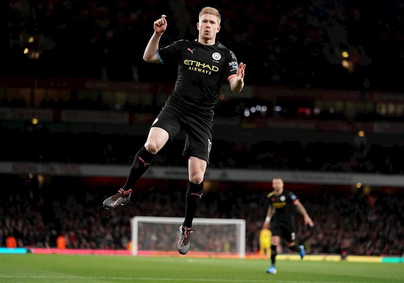 ep kevin de bruyne celebra un gol con el manchester city