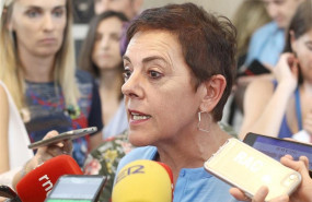 ep la portavoz de eh bildu mertxe aizpurua ofrece declaraciones a los medios de comunicacion antes