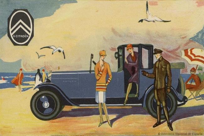 Postal de automóviles Citroen de 1927 | BNE ep postalautomoviles citroen1927