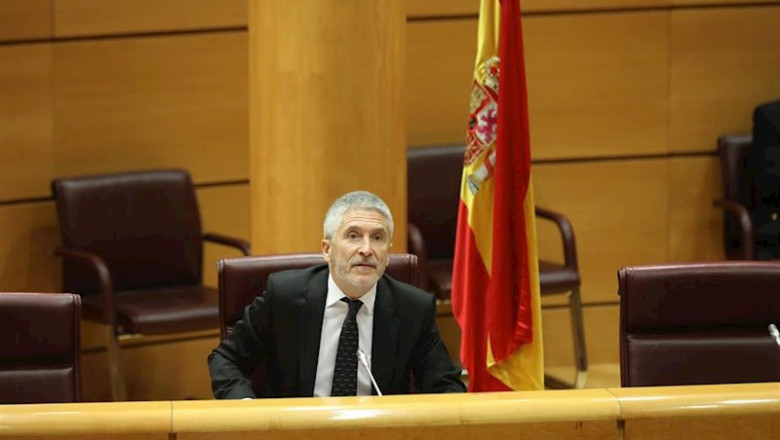 El ministro de Interior, Fernando Grande-Marlaska, antes de comparecer en la Comisión de Interior del Senado. | Marta Fernández Jara - Europa Press ep el ministro de interior fernando grande-marlaska antes de comparecer en la comision de interior