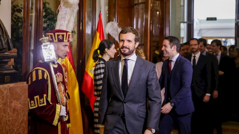 El presidente del PP, Pablo Casado, asiste al acto de Conmemoración del Día de la Constitución en el Congreso de los Diputados, en Madrid (España) a 6 de diciembre de 2019. | Ricardo Rubio - Europa Press ep el presidente del pp pablo casado asiste al acto de conmemoracion del dia de la constitucion en