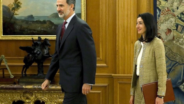 ep el rey felipe vi y la nueva presidenta del senado pilar llop durante la audiencia hoy en el