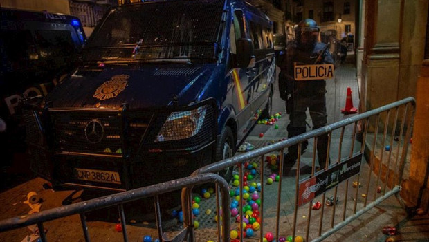 ep protesta de independentistas en la via laietana de barcelona en rechazo a la sentencia del 1-o y