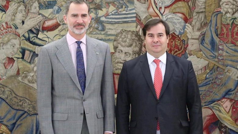 El Rey Felipe VI ha recibido este jueves en audiencia en el Palacio de La Zarzuela al presidente de la Cámara de Diputados de la República Federativa de Brasil, Rodrigo Maia | CASA REAL ep el rey felipe vi ha recibido este jueves en audiencia en el palacio de la zarzuela al presidente