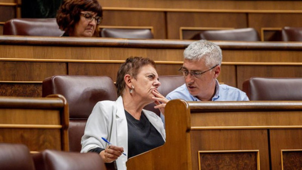 ep la portavoz de eh bildu en el congreso mertxe aizpurua y el diputado de bildu oskar matute