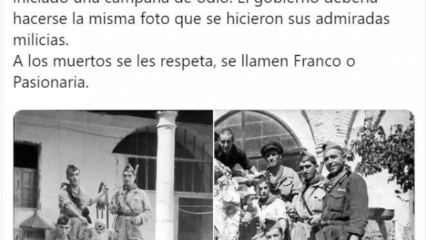 ep captura del tweet del presidente de vox santiago abascal criticando la exhumacion del dictador