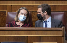 ep el lider del pp pablo casado y la portavoz parlamentaria del pp cuca gamarra en una sesion