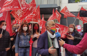 ep el secretario general de ugt pepe alvarez en las protestas contra el ere de banco sabadell