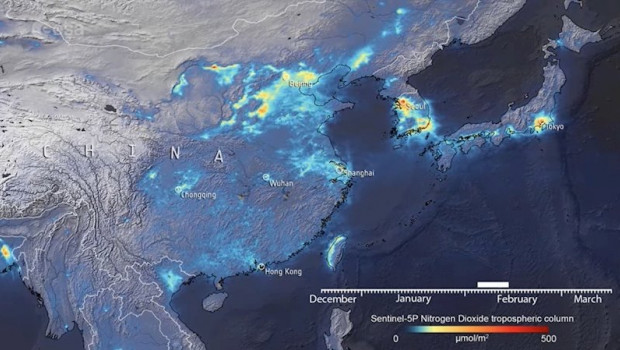 ep niveles de contaminacion en china por dioxido de nitrogeno durante el periodo de confinamiento de