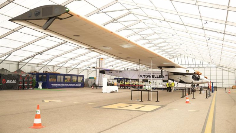 Archivo - Un avión solar en las instalaciones de la empresa Skydweller, en el aeropuerto de Albacete, a 3 de abril de 2023, en Albacete, Castilla-La Mancha (España). | Rey Sotolongo - Europa Press - Archivo ep archivo un avion solar en las instalaciones de la empresa skydweller en el aeropuerto de