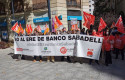 ep concentracion de trabajadores del banco sabadell durante la jornada de huelga del 6 de octubre de