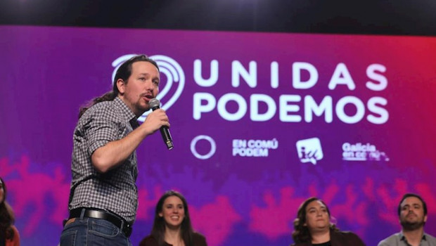 ep el candidato a la presidencia del gobierno por unidas podemos pablo iglesias durante un mitin de