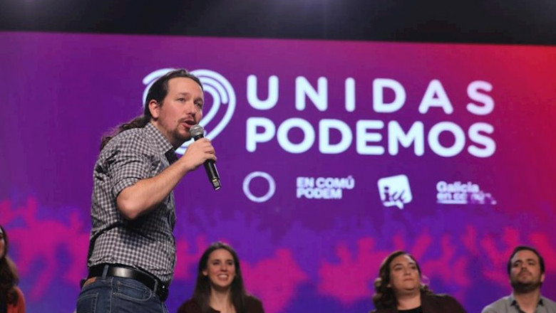 ep el candidato a la presidencia del gobierno por unidas podemos pablo iglesias durante un mitin de
