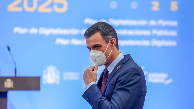 El presidente del Gobierno, Pedro Sánchez, durante el acto de presentación de los Planes de Digitalización de Pymes, Competencias Digitales y Digitalización de la Administración Pública, este miércoles. | EUROPA PRESS/R.Rubio.POOL - Europa Press ep el presidente del gobierno pedro sanchez durante el acto de presentacion de los planes de