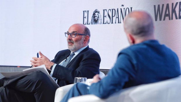 ep el presidente ejecutivo de indra fernando abril martorell durante una ponencia en el evento wake
