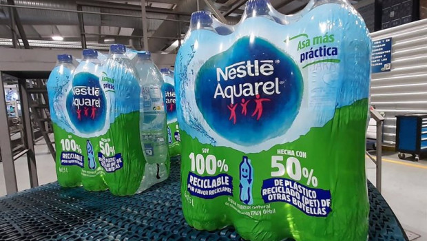 ep nuevo envase de nestle aquarel 100 reciclable con un 50 de plastico ya reciclado