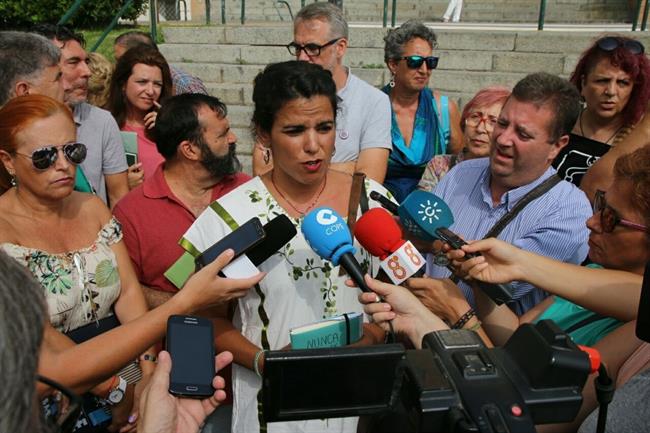 Teresa Rodríguez haciendo declaraciones en La Línea | EUROPA PRESS/PODEMOS ep teresa rodriguez haciendo declaracionesla linea