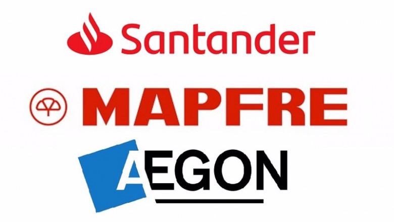 ep archivo   logos de santander mapfre y aegon
