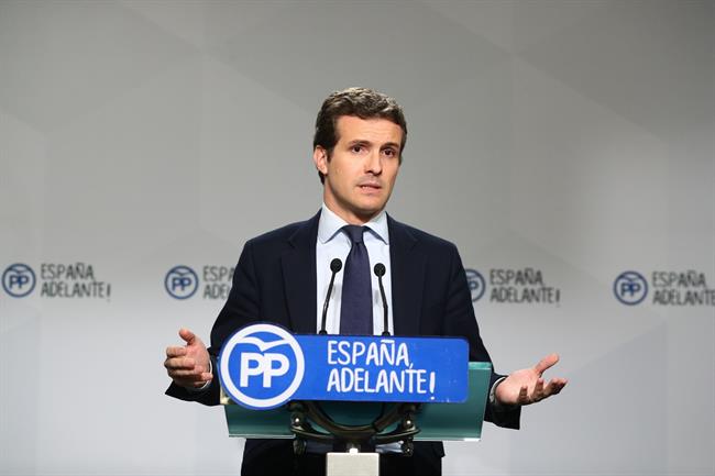 Pablo Casado en rueda de prensa en la sede | Europa Press ep pablo casadoruedaprensala sede