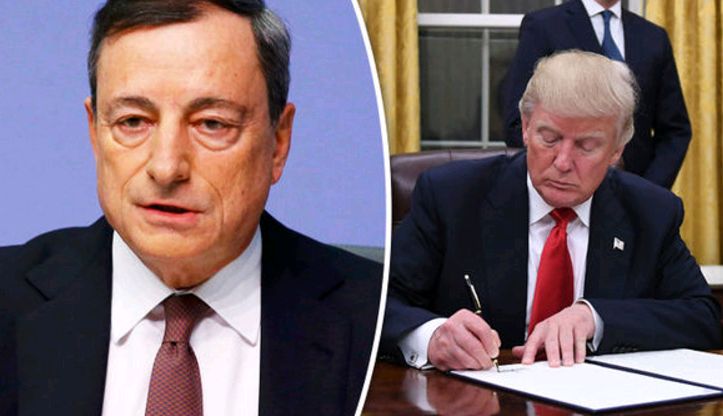 El presidente del BCE, Mario Draghi (izda.), y el de Estados Unidos, Donald Trump cbdraghitrump
