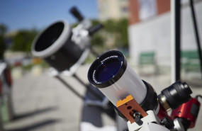 ep archivo   varios telescopios en la explanada del planetario de pamplona a 10 de junio de 2021 en