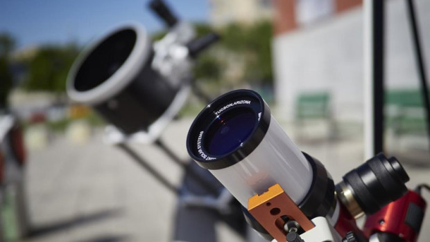 ep archivo   varios telescopios en la explanada del planetario de pamplona a 10 de junio de 2021 en