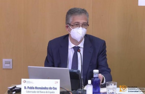ep el gobernador del banco de espana pablo hernandez de cos en una conferencia en la universidad de