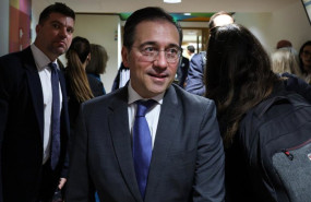 ep el ministro de exteriores jose manuel albares en una reunion en bruselas