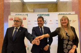 ep el presidente de foment del treball josep sanchez llibre el presidente de cepyme gerardo cuerva y
