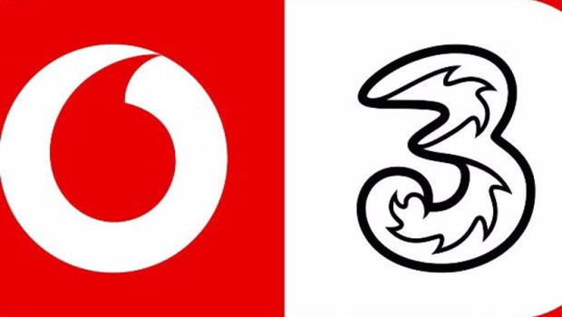 ep logos de vodafone y de three ep logos de vodafone y de three